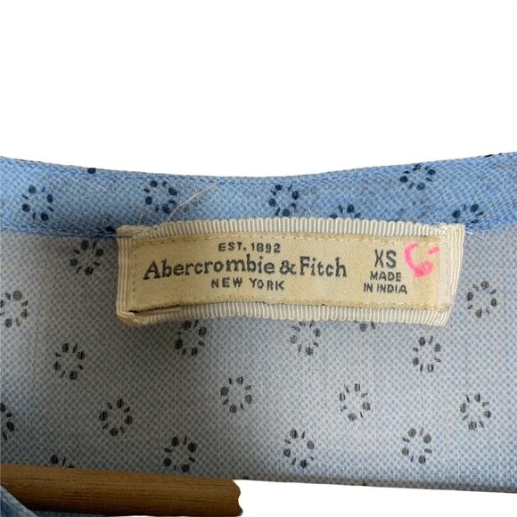 Abercrombie & Fitch Blouse Blue Sheer Mini Floral Print Shirt Womens Size XSmall - Picture 4 of 6